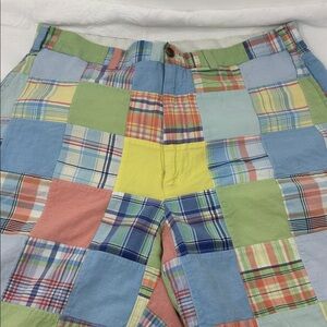 Size 33 men’s madras plaid patchwork shorts by Brooks Brothers 346. Preppy comfy